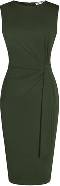 GRACE KARIN Women Sleeveless Bodycon Work Dress,Midi Sheath Business Dress | Crew Neck Knee Length Pencil Professional Outfits All Season Semiformal Office Funeral Church Cocktail