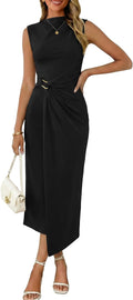 Valiamcep Womens Mock Neck Ribbed Knit Ruched Bodycon Midi Dresses | Elegant Semi Formal Wedding Guest Cocktail Party Date Night Homecoming Christmas Long Dress, Spring Summer Fall Outfits