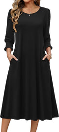 Zeagoo Summer Dresses for Women 2026 3\/4 Sleeve Dress for Women Floral Midi Dresses for Casual Womens Dresses with Pockets
