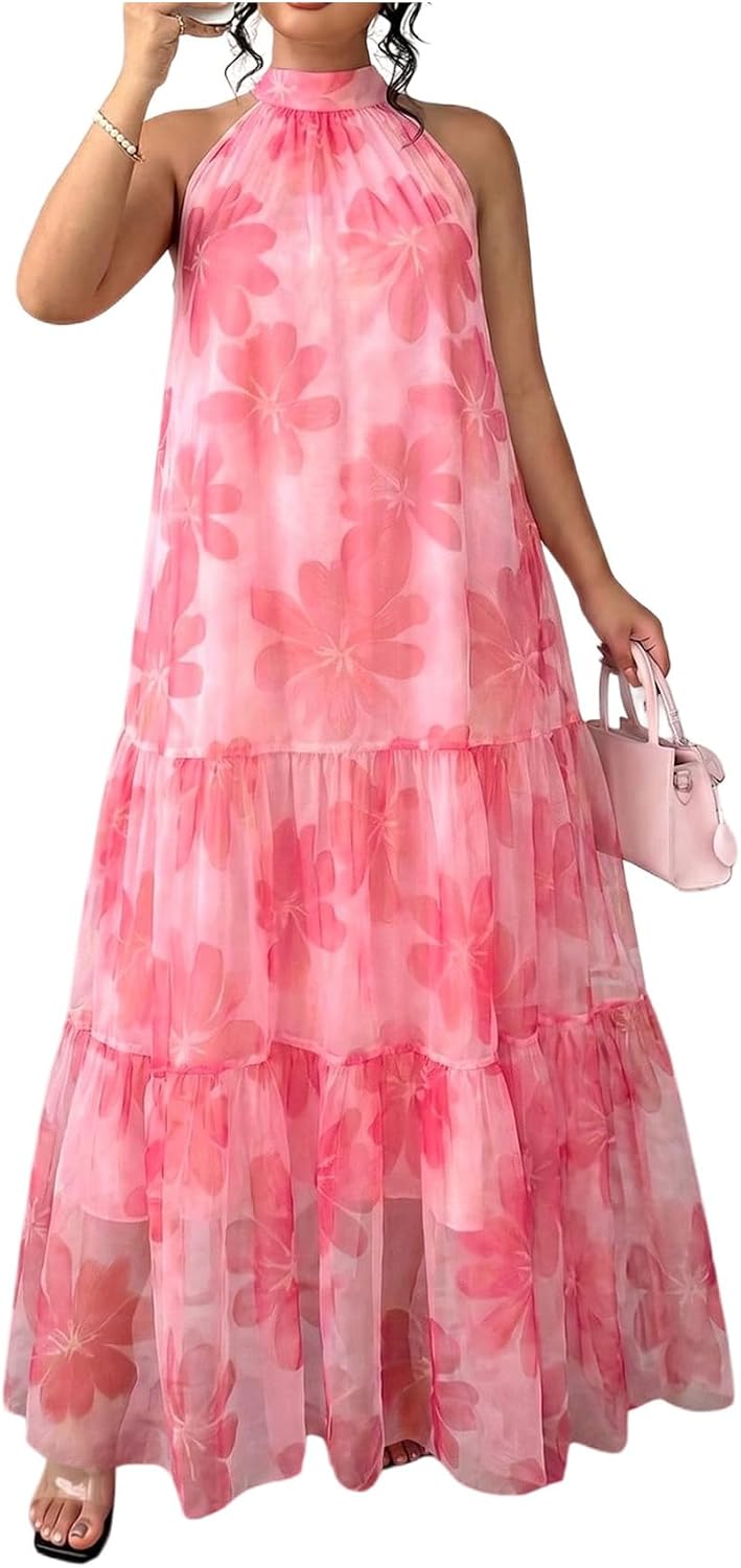 BEAUDRM Women's Plus Size Fall Summer Wedding Guest Dress Cocktail Dress | Floral, Formal, Maxi Dress, Ruffle, Flowy, Boho Dress, Sundresses