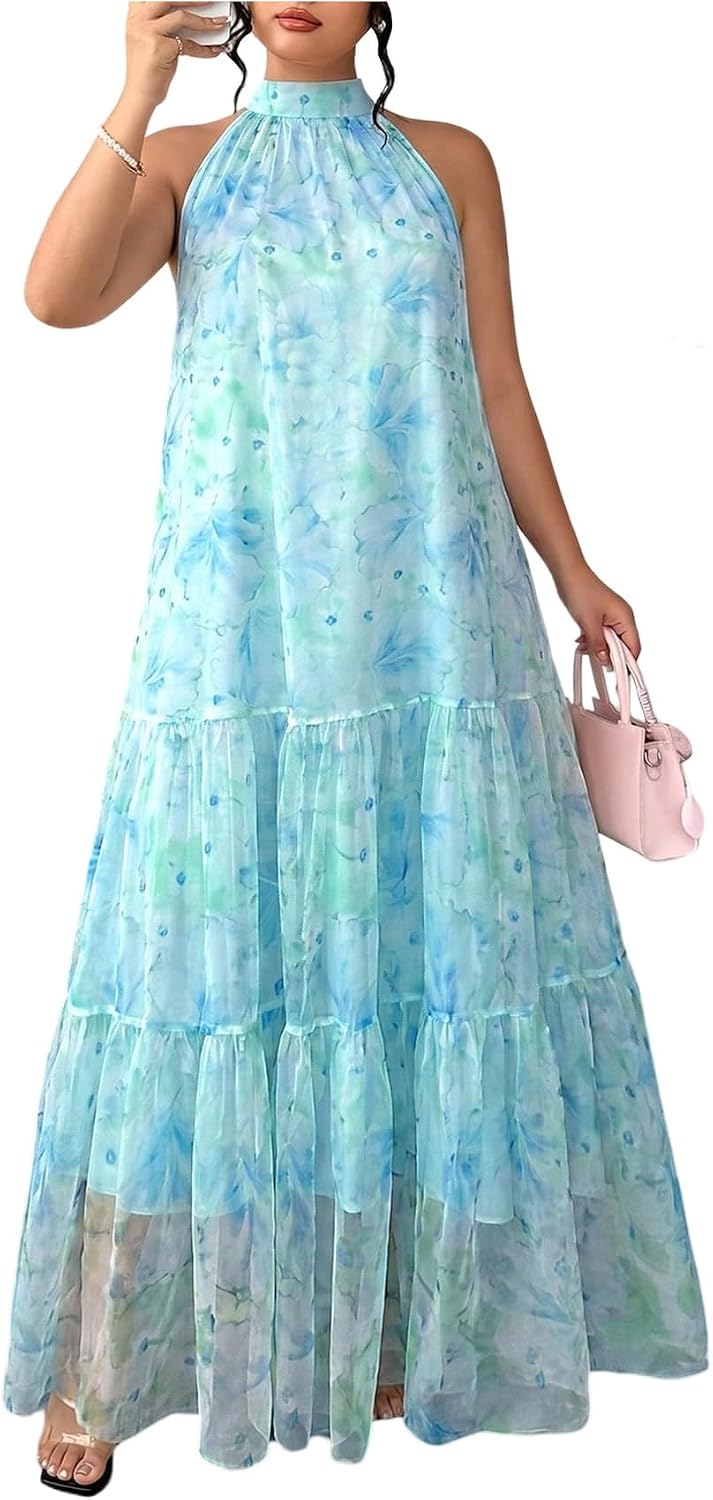 BEAUDRM Women's Plus Size Fall Summer Wedding Guest Dress Cocktail Dress | Floral, Formal, Maxi Dress, Ruffle, Flowy, Boho Dress, Sundresses