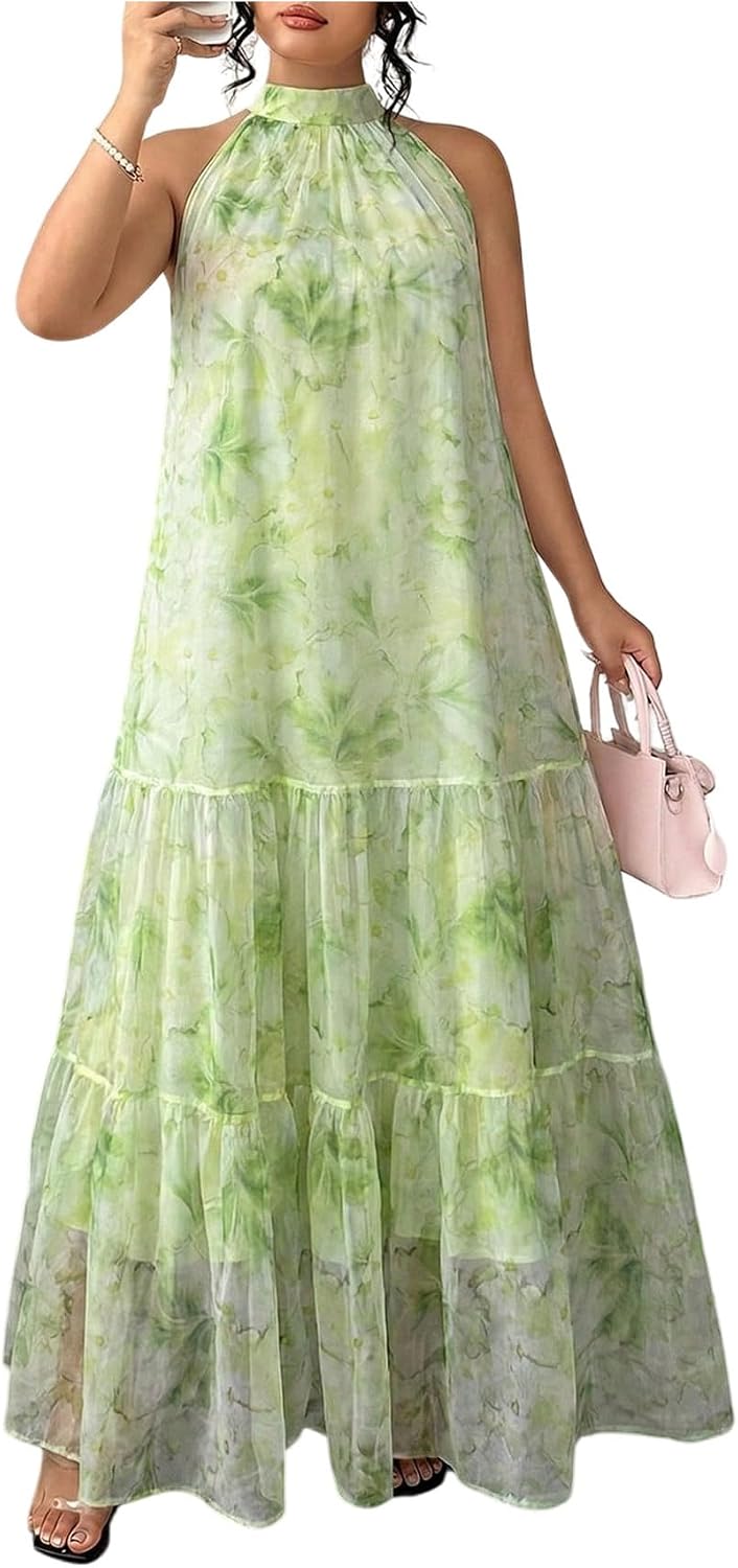 BEAUDRM Women's Plus Size Fall Summer Wedding Guest Dress Cocktail Dress | Floral, Formal, Maxi Dress, Ruffle, Flowy, Boho Dress, Sundresses