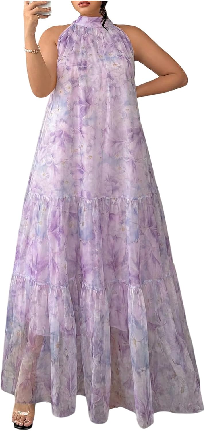 BEAUDRM Women's Plus Size Fall Summer Wedding Guest Dress Cocktail Dress | Floral, Formal, Maxi Dress, Ruffle, Flowy, Boho Dress, Sundresses