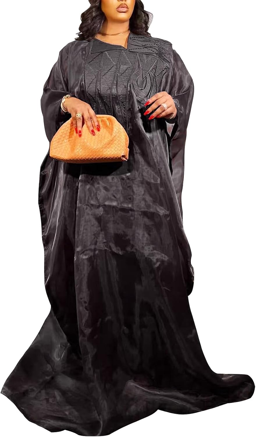 TIDOIRSA African Dresses for Women Elegant, African Clothes Embroideried Plus Size Party Wedding Dresses
