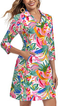 Soneven Women's 3\/4 Sleeve Dress with Pockets UPF 50+ Sun Dress Breathable Quick Dry Beach Cover Ups