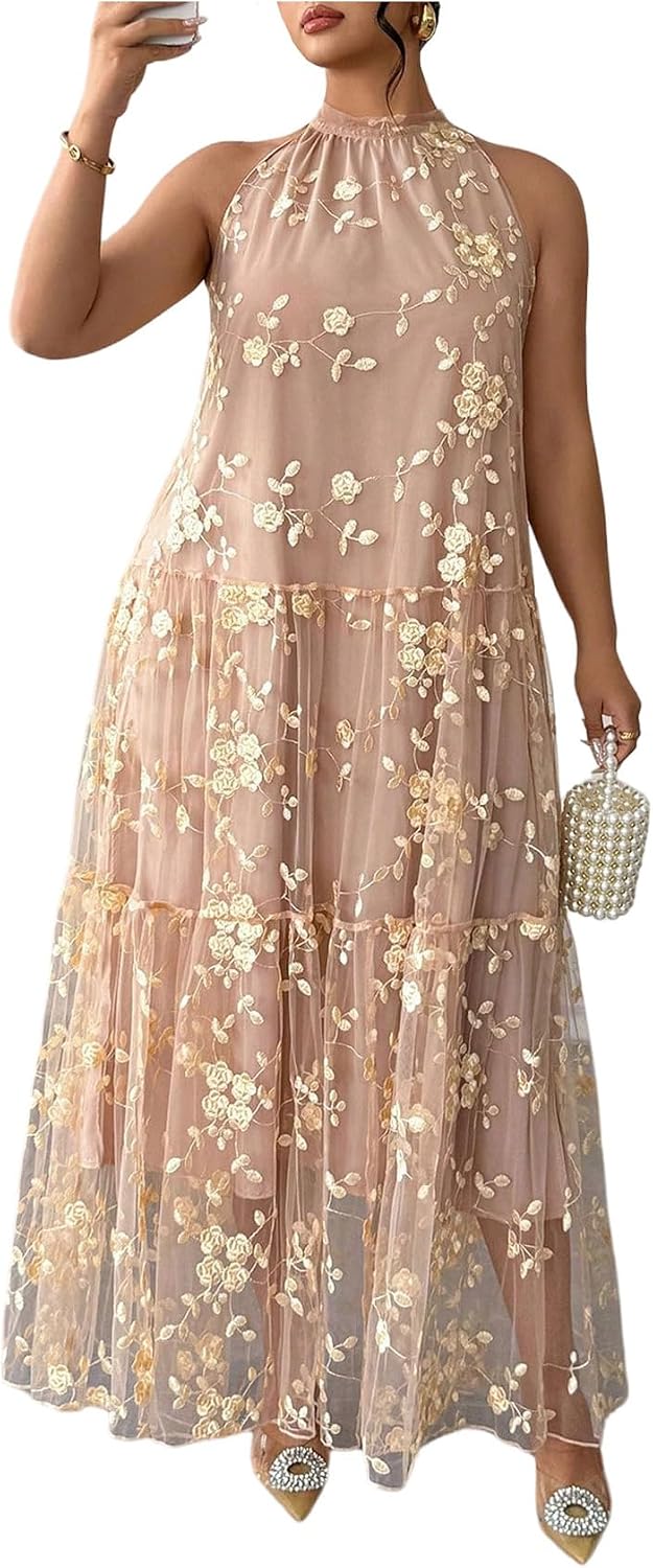BEAUDRM Women's Plus Size Fall Summer Wedding Guest Dress Cocktail Dress | Floral, Formal, Maxi Dress, Ruffle, Flowy, Boho Dress, Sundresses