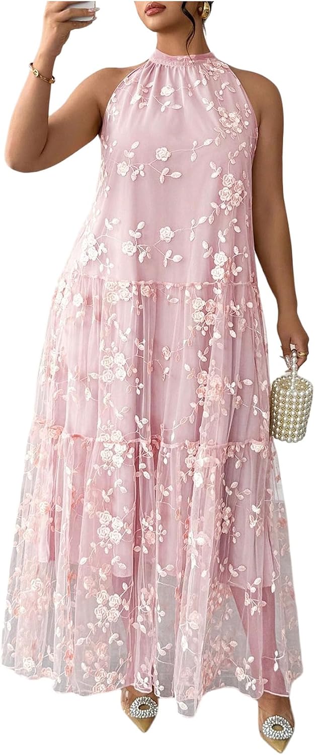 BEAUDRM Women's Plus Size Fall Summer Wedding Guest Dress Cocktail Dress | Floral, Formal, Maxi Dress, Ruffle, Flowy, Boho Dress, Sundresses
