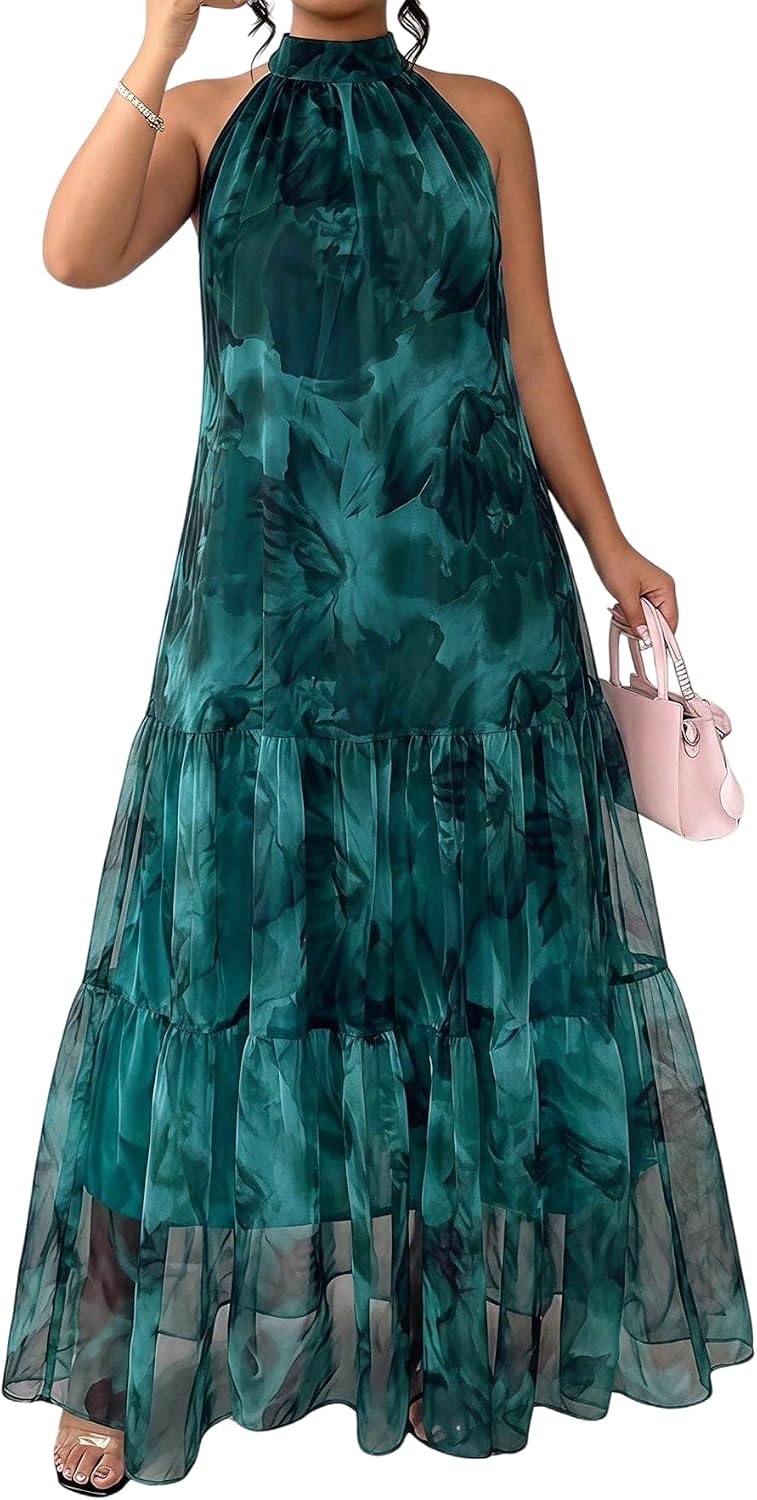 BEAUDRM Women's Plus Size Fall Summer Wedding Guest Dress Cocktail Dress | Floral, Formal, Maxi Dress, Ruffle, Flowy, Boho Dress, Sundresses