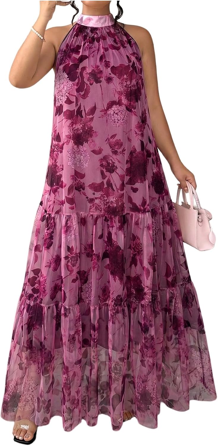 BEAUDRM Women's Plus Size Fall Summer Wedding Guest Dress Cocktail Dress | Floral, Formal, Maxi Dress, Ruffle, Flowy, Boho Dress, Sundresses