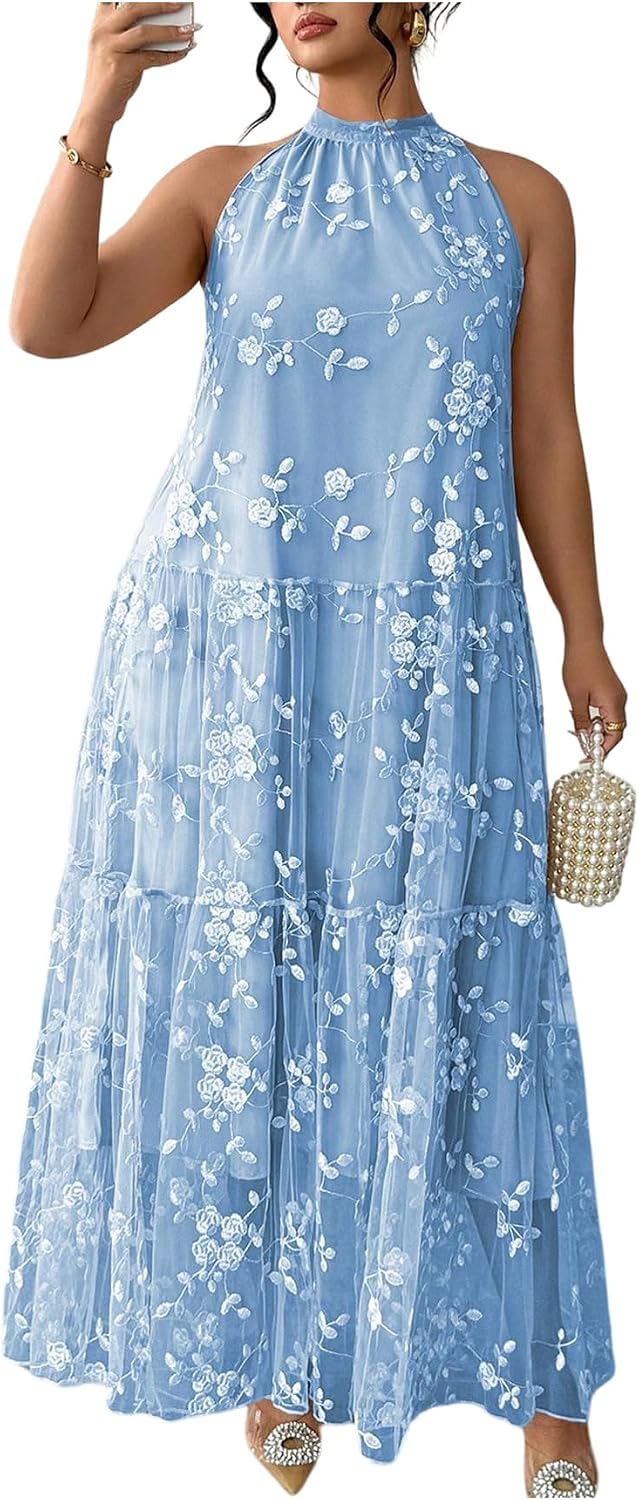 BEAUDRM Women's Plus Size Fall Summer Wedding Guest Dress Cocktail Dress | Floral, Formal, Maxi Dress, Ruffle, Flowy, Boho Dress, Sundresses