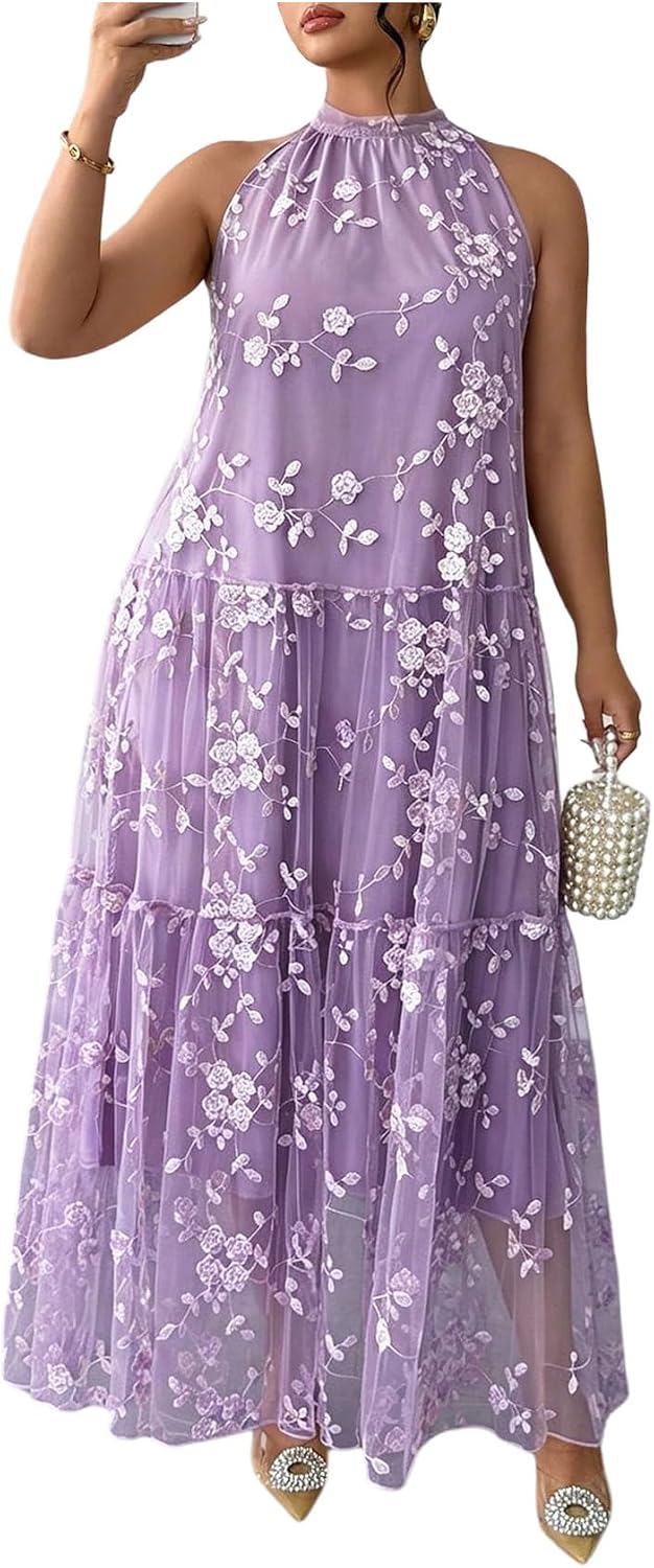 BEAUDRM Women's Plus Size Fall Summer Wedding Guest Dress Cocktail Dress | Floral, Formal, Maxi Dress, Ruffle, Flowy, Boho Dress, Sundresses
