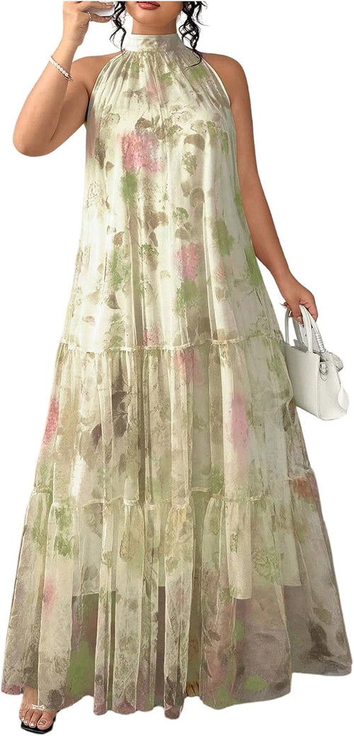 BEAUDRM Women's Plus Size Fall Summer Wedding Guest Dress Cocktail Dress | Floral, Formal, Maxi Dress, Ruffle, Flowy, Boho Dress, Sundresses