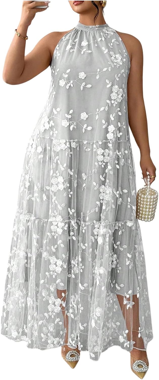 BEAUDRM Women's Plus Size Fall Summer Wedding Guest Dress Cocktail Dress | Floral, Formal, Maxi Dress, Ruffle, Flowy, Boho Dress, Sundresses